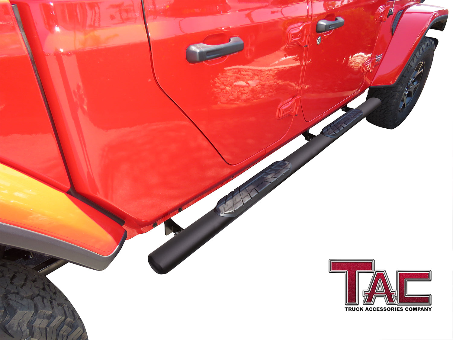 TAC Fine Texture Black 4" Side Steps for 2020-2024 Jeep Gladiator Truck | Running Boards | Nerf Bar | Side Bar - 0