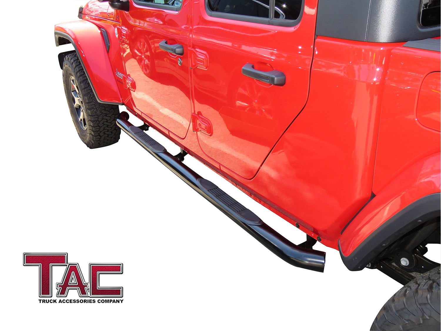 TAC 3" Gloss Black Side Steps Compatible with 2020-2024 Jeep Gladiator| Running Boards| Side Bars| Step Rails| Nerf Bars| Rocker Slider| Pickup Truck Accessories (2 PCS)