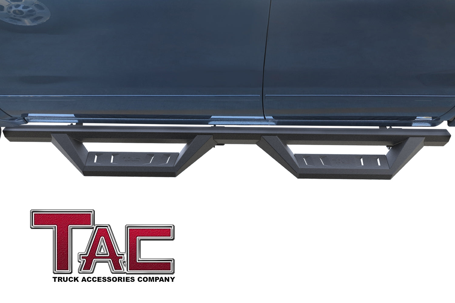 TAC Sidewinder Running Boards Fit 2007-2018 Chevy Silverado/GMC Sierra 1500|2007-2019 2500/3500 Extended Double Cab 4" Drop Fine Texture Black Side Steps Nerf Bars Rock Slider Armor Off-Road (2pcs)