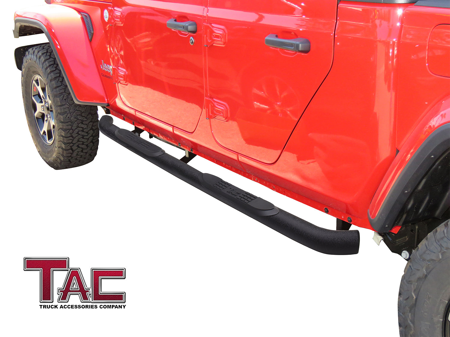 TAC 3" Texture Black Side Steps Compatible with 2020-2024 Jeep Gladiator 4 Door| Running Boards| Side Bars| Step Rails| Nerf Bars| Rocker Slider| Pickup Truck Accessories (2 PCS)