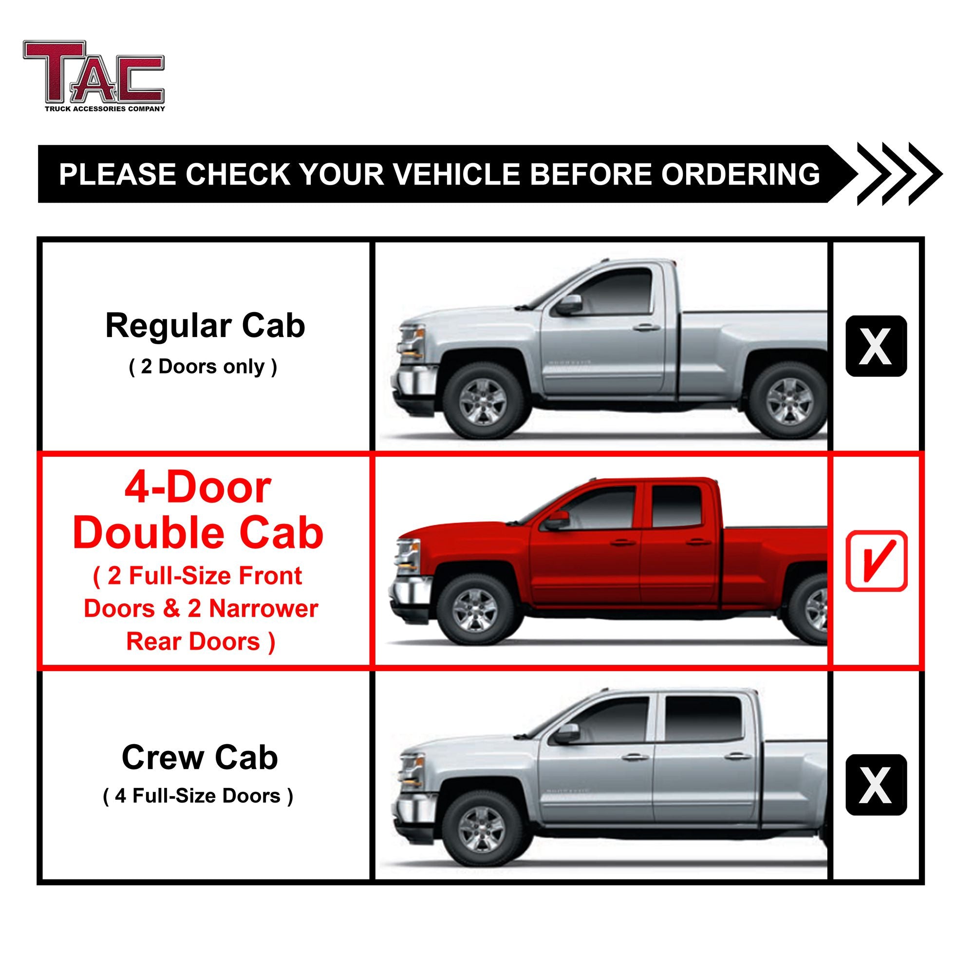 TAC Arrow Side Steps Running Boards Compatible with 2007-2018 Chevy Silverado/GMC Sierra 1500 | 2007-2019 2500/3500 Extended/Double Cab Truck Pickup 5" Aluminum Texture Black Step Rails Nerf Bars