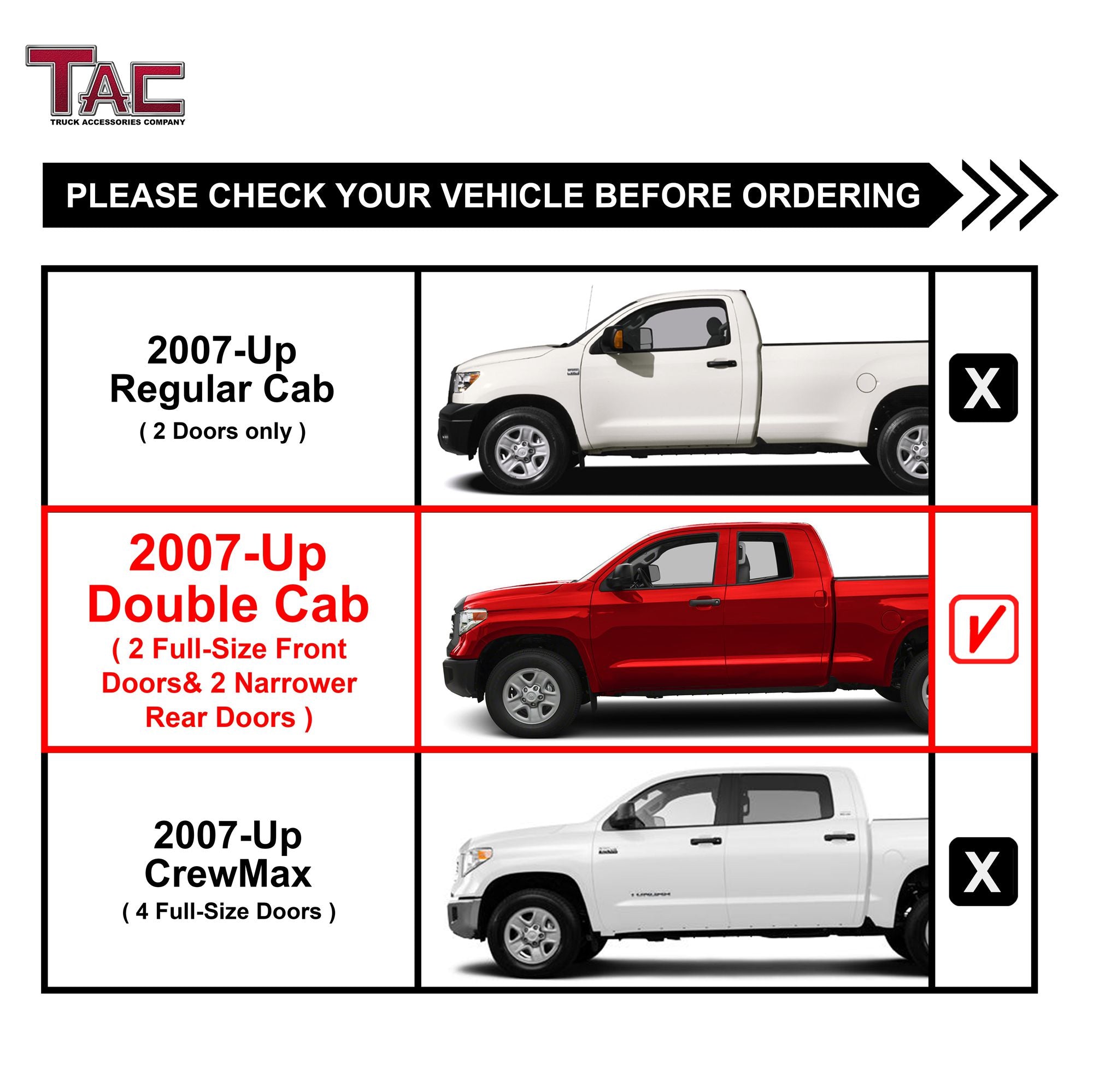 TAC Arrow Side Steps Running Boards Compatible with 2007-2021 Toyota Tundra Double Cab Truck Pickup 5" Aluminum Texture Black Step Rails Nerf Bars Lightweight Off Road Accessories 2Pcs