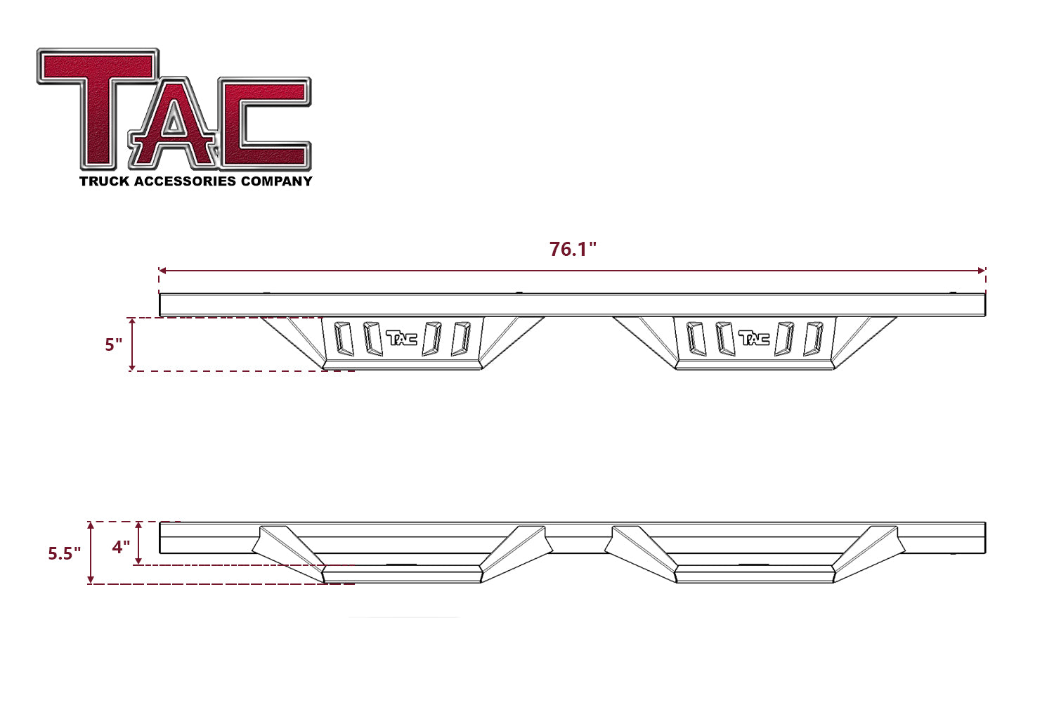 TAC Sidewinder Running Boards Fit 2015-2024 Chevy Colorado/GMC Canyon Crew Cab 4¡ì Drop Fine Texture Black Side Steps Nerf Bars Rock Slider Armor Off-Road Accessories (2pcs)