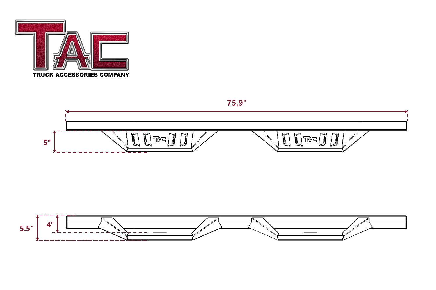 TAC Sidewinder Running Boards Fit 2015-2024 Ford F150 Super Cab Truck  / 2017-2024 F250/350/450/550 Super Duty Super Cab 4¡ì Drop Fine Texture Black Side Steps Nerf Bars Rock Slider Armor Off-Road Accessories (2pcs)