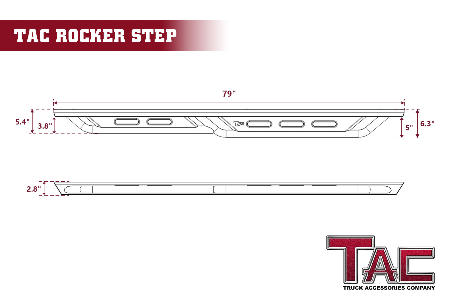 TAC Running Boards Fit 2005-2023 Toyota Tacoma Double Cab Rocker Steps Pickup Truck Side Steps Nerf Bars Rock Slider Armor Off-Road Accessories Fine Texture Black (2pcs)