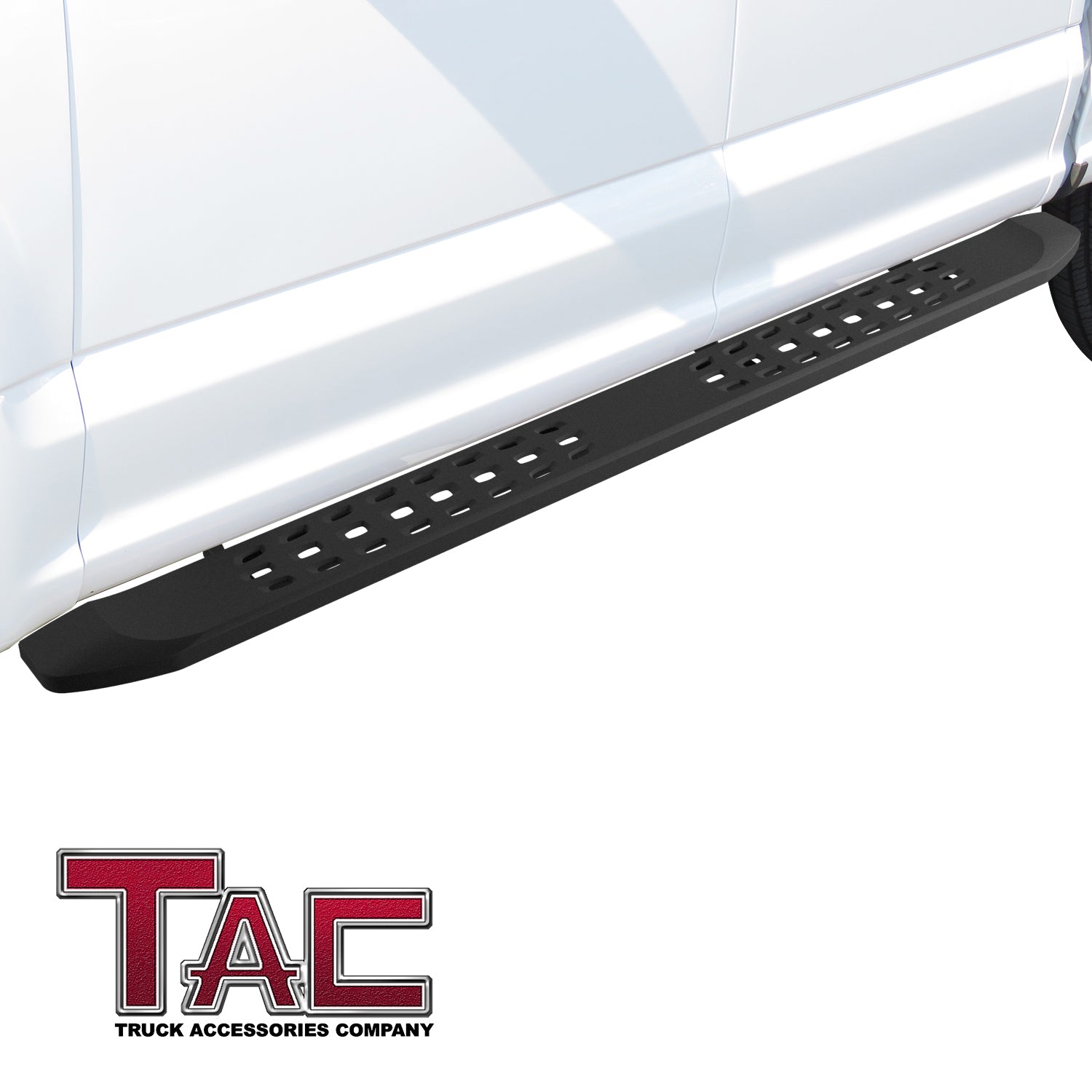 TAC Fine Texture Frigate Running Boards for 2015-2024 Ford F150 & 2022-2024 F150 Lightning EV SuperCrew Cab/2017-2024 F250-550 Crew Cab Truck | Side Steps | Nerf Bars | Side Bars - 0