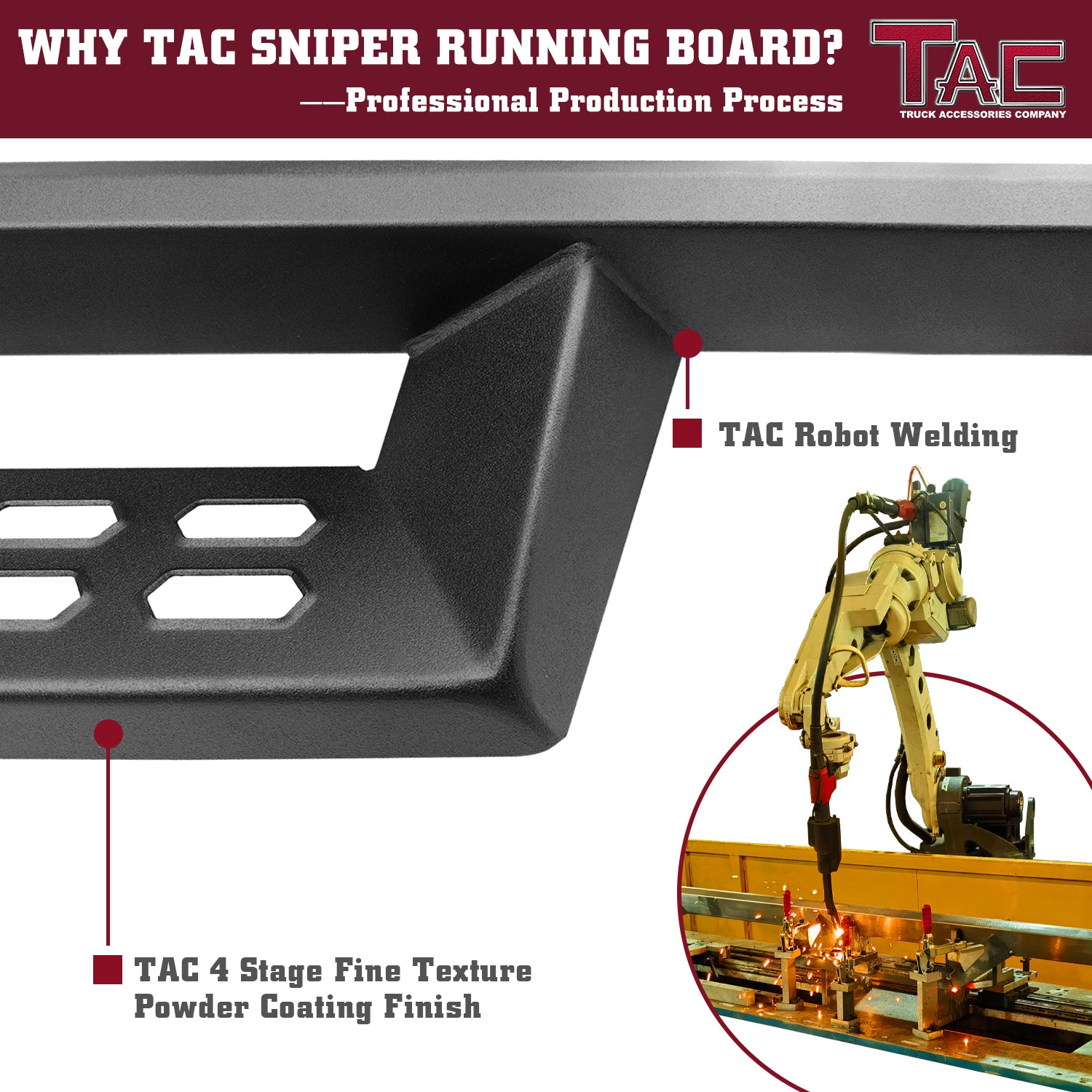 TAC Sniper Running Boards Fit 2009-2018 Dodge RAM 1500|2010-2024 2500/3500 Crew Cab|2019-2023 RAM 1500 Classic (Excl. RAM 2500/3500/4500/5500 Chassis Cab Diesel Models) 4" Side Steps Nerf Bars 2pcs