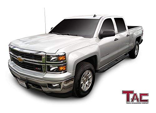 TAC 3" Gloss Black Side Steps Compatible with 2001-2018 Chevy Silverado/GMC Sierra 1500 Crew Cab| 2001-2019 Chevy Silverado/GMC Sierra 2500/3500 Crew Cab (Excl. C/K Classic) | Running Boards| Side Bars| Step Rails| Nerf Bars| Accessories (2 PCS)