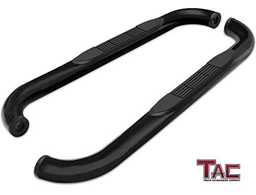 TAC 3" Gloss Black Side Steps Compatible with 1999-2018 Chevy Silverado/GMC Sierra 1500 Regular Cab|1999-2019 Silverado/Sierra 2500/3500 Regular Cab (Excl. C/K Classic) | Running Boards| Side Bars| Step Rails| Nerf Bars| Accessories (2 PCS)