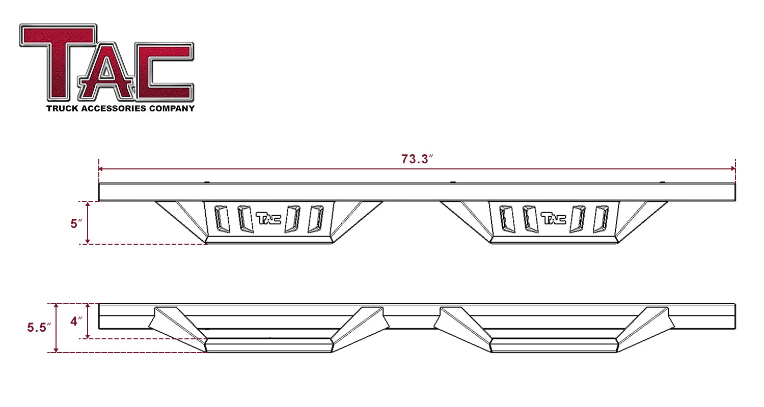 TAC Sidewinder Running Boards Fit 2019-2025 Dodge RAM 1500 Quad Cab (Exclude 19-24 RAM Classic Models) Truck Pickup 4" Drop Fine Texture Black Side Steps Nerf Bars Rock Slider Armor Accessories (2pcs)