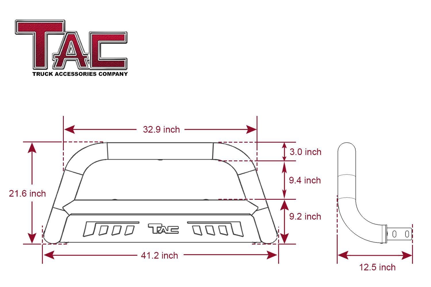 TAC Bull Bar Compatible with 2022-2024 Toyota Tundra Pickup Truck 3" Black Front Bumper Grille Guard Brush Guard Off Road Accessories