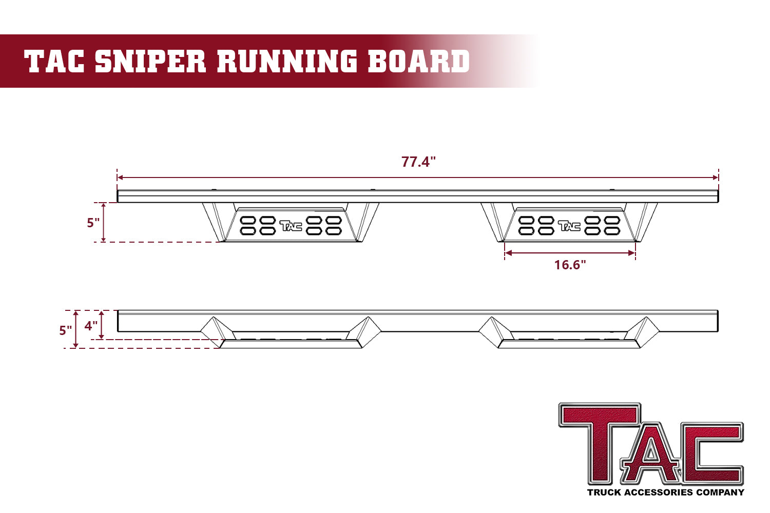 TAC Sniper Running Boards Compatible with 2005-2024 Nissan Frontier Crew Cab Truck Pickup 4" Drop Fine Texture Black Side Steps Nerf Bars Rock Slider Armor Off-Road Accessories (2pcs)