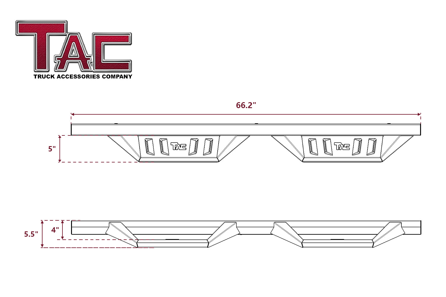 TAC Sidewinder Running Boards Fit 2019-2023 Ford Ranger Super Cab Truck 4" Drop Fine Texture Black Side Steps Nerf Bars Rock Slider Armor Off-Road (2pcs)