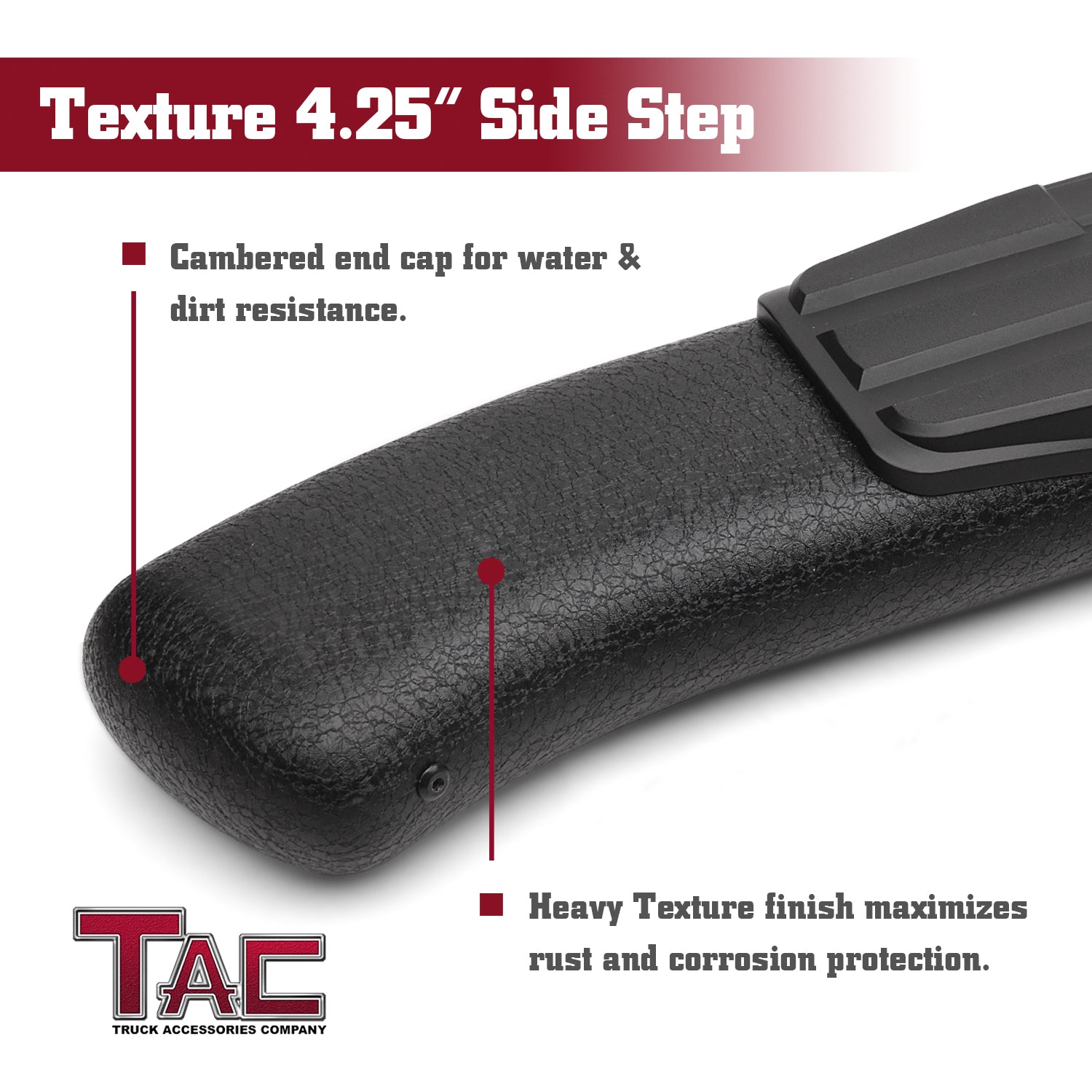 TAC Heavy Texture Black PNC Side Steps For 2005-2023 Toyota Tacoma Double Cab Truck | Running Boards | Nerf Bar | Side Bar