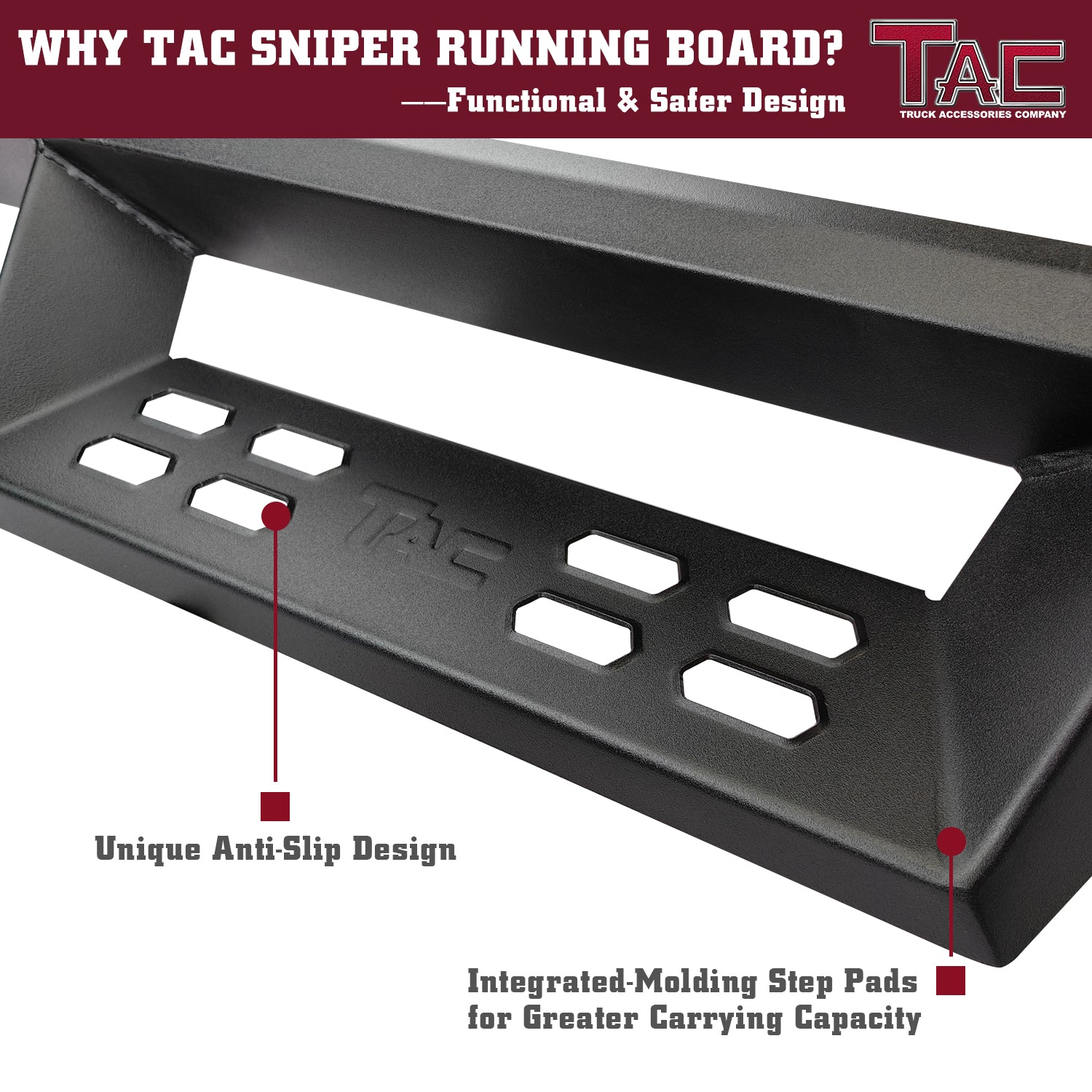 TAC Sniper Running Boards Fit 2009-2018 Dodge RAM 1500|2010-2024 2500/3500 Crew Cab|2019-2023 RAM 1500 Classic (Excl. RAM 2500/3500/4500/5500 Chassis Cab Diesel Models) 4" Side Steps Nerf Bars 2pcs