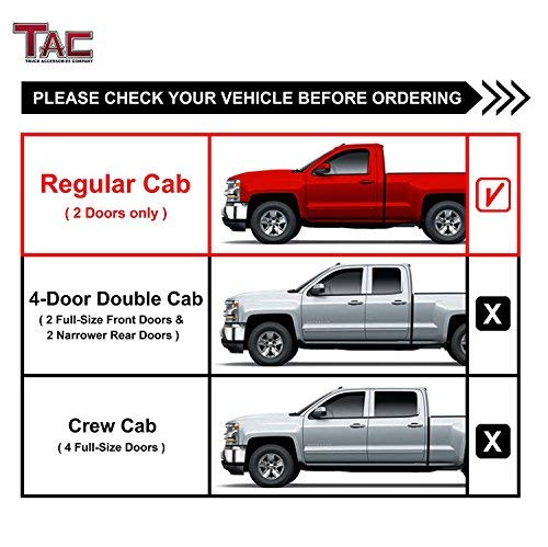 TAC 3" Gloss Black Side Steps Compatible with 1999-2018 Chevy Silverado/GMC Sierra 1500 Regular Cab|1999-2019 Silverado/Sierra 2500/3500 Regular Cab (Excl. C/K Classic) | Running Boards| Side Bars| Step Rails| Nerf Bars| Accessories (2 PCS)