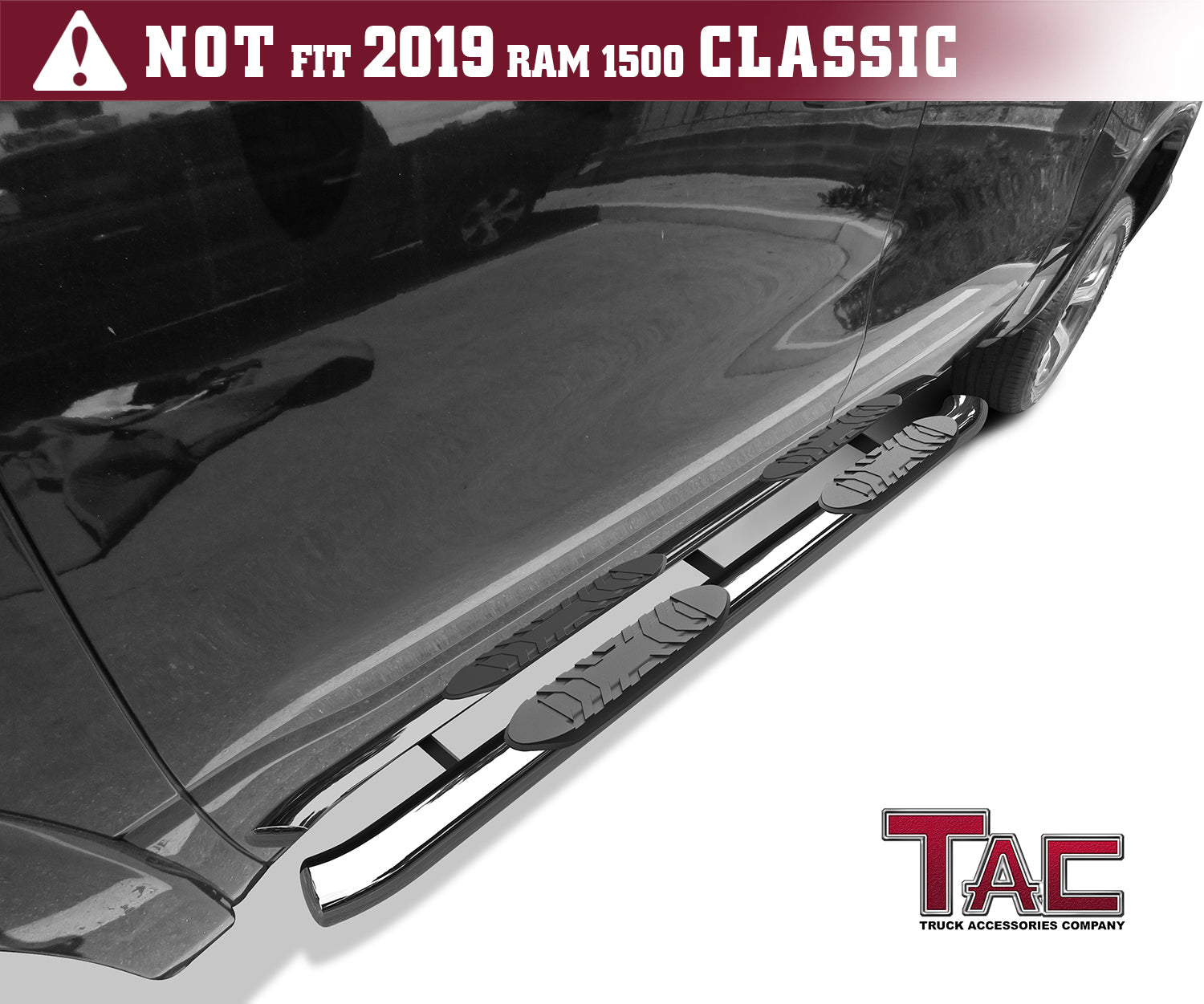 TAC Stainless Steel 5" Oval Bend Side Steps For 2019-2024 Chevy Silverado/GMC Sierra 1500 Crew Cab | 2020-2024 Silverado/GMC Sierra 2500/3500 Crew Cab Truck | Running Boards | Nerf Bar | Side Bar - 0