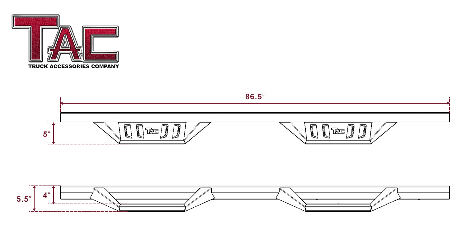 TAC Sidewinder Running Boards Fit 2019-2024 Chevy Silverado/GMC Sierra 1500 | 2020-2024 2500/3500 Crew Cab Truck 4” Drop Fine Texture Black Side Steps Nerf Bars Rock Slider Armor Accessories (2pcs)