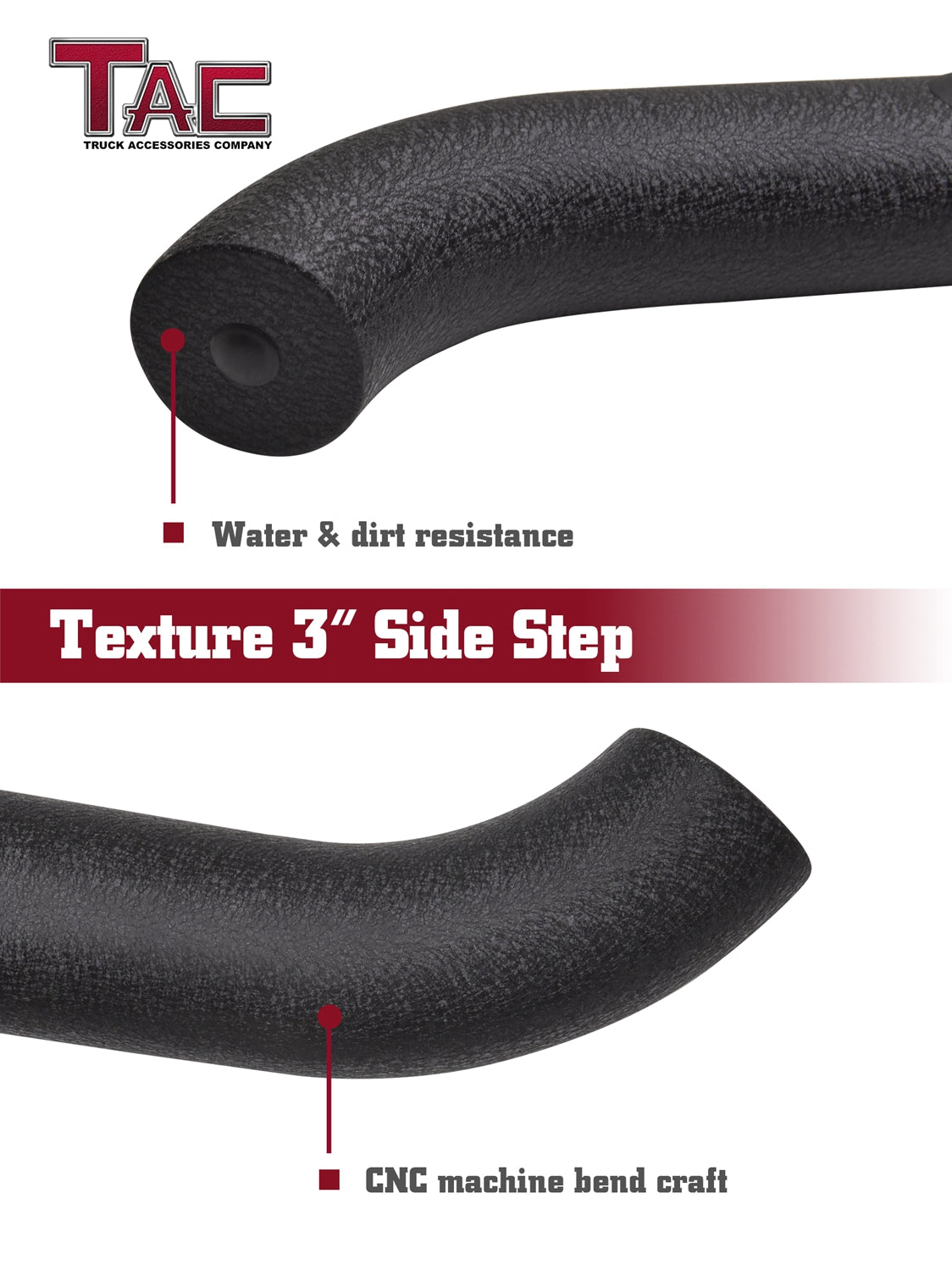 TAC Side Steps Running Boards Fit 2022-2024 Toyota Tundra CrewMax Truck Pickup 3” Texture Black Side Bars Nerf Bars Off Road Accessories 2pcs