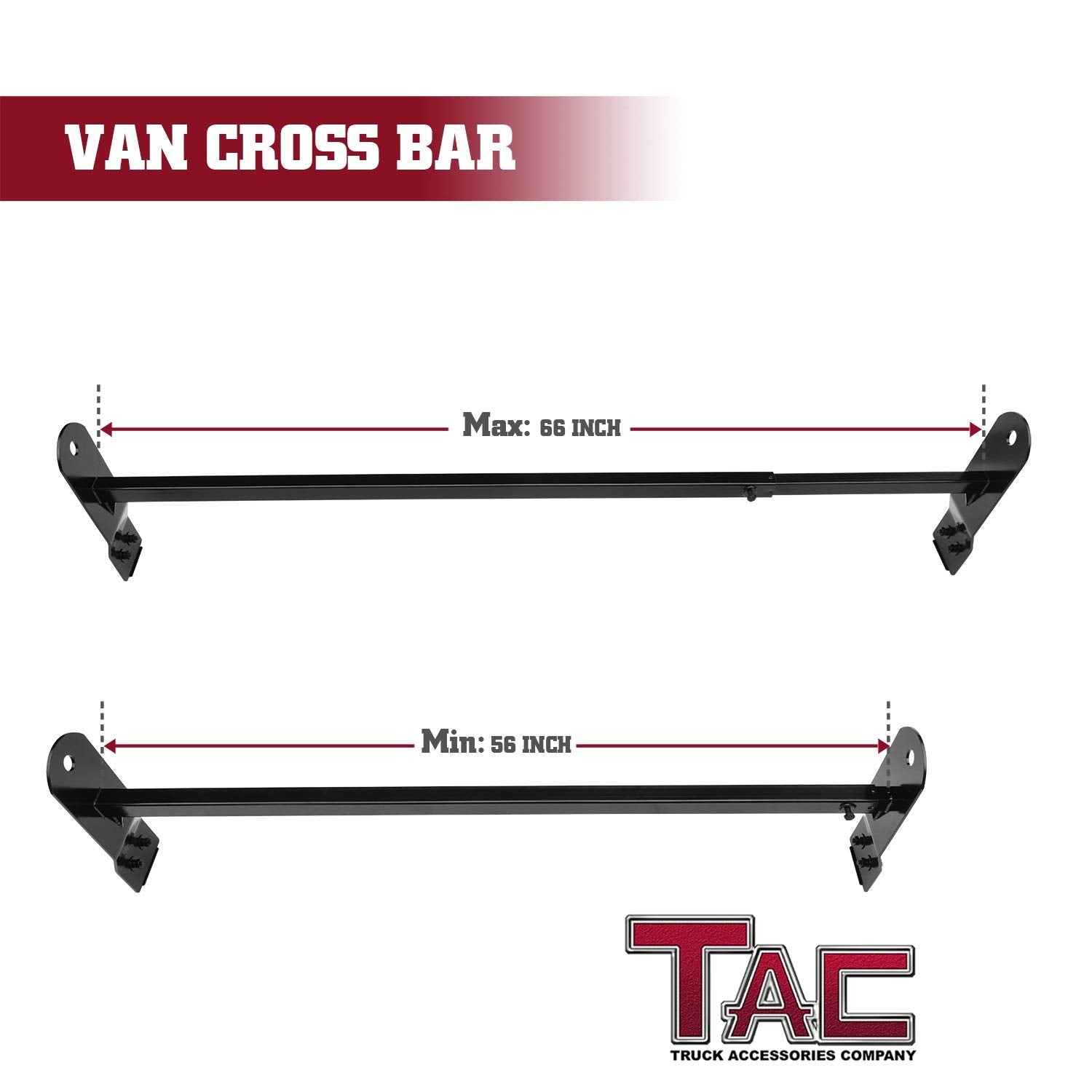 TAC Gloss Black Universal 2 Bars Roof Ladder Rack for Van with Rain Gu |  TACUSA