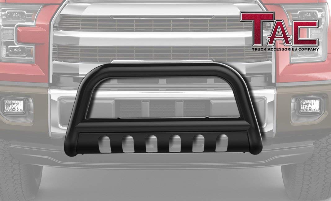 TAC Gloss Black 3" Bull Bar For 1999-2007 Chevy Silverado 1500 (07 Classic)/GMC Sierra 1500 (07 Classic)/01-06 Chevy Avalanche 1500 (with or w/o cladding)/00-06 Chevy Tahoe 1500/Suburban 1500/GMC Yukon/Yukon XL 1500 Truck Front Bumper - 0