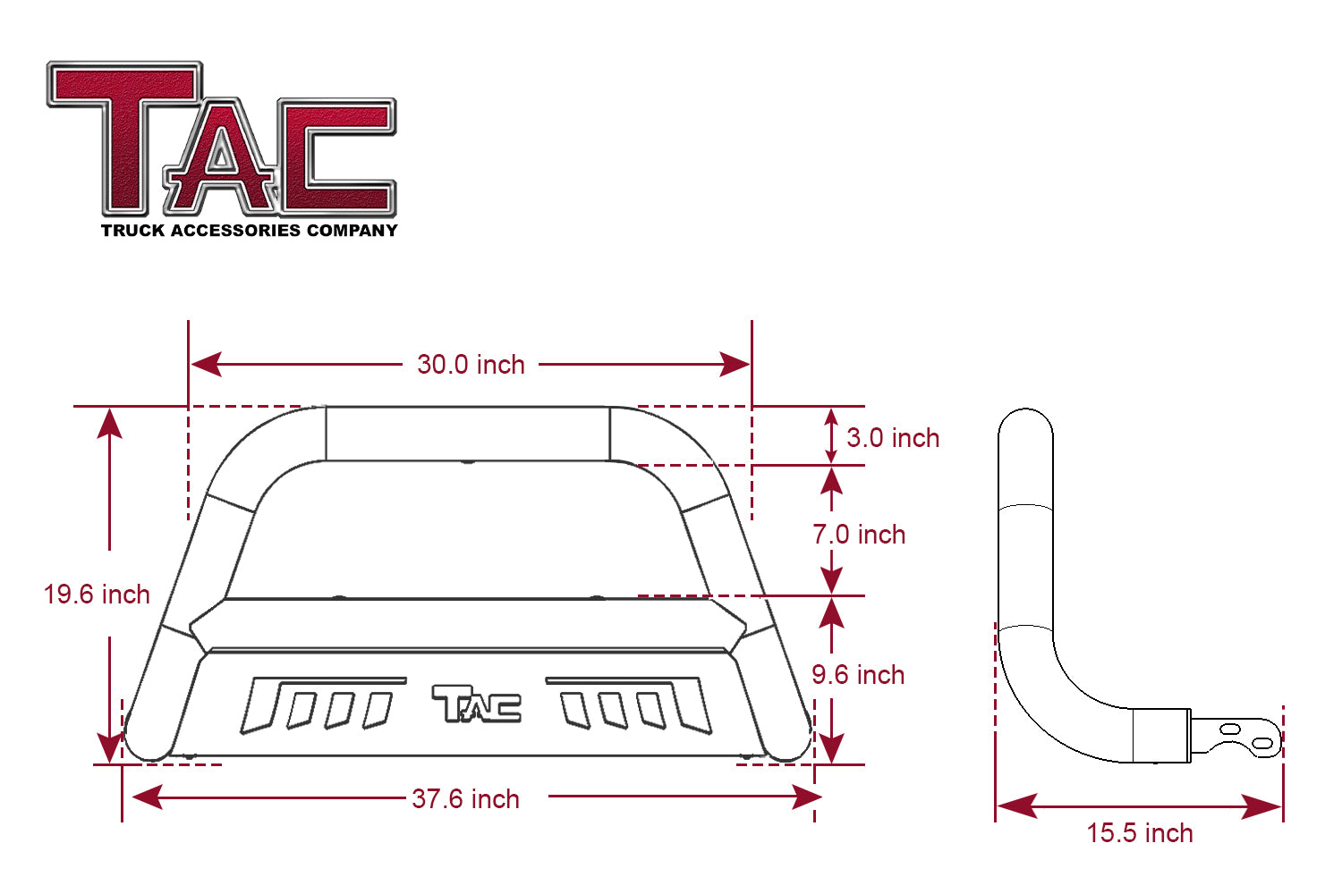 TAC Bull Bar Compatible with 2022-2024 Nissan Frontier Pickup Truck 3" Black Front Bumper Grille Guard Brush Guard Off Road Accessories