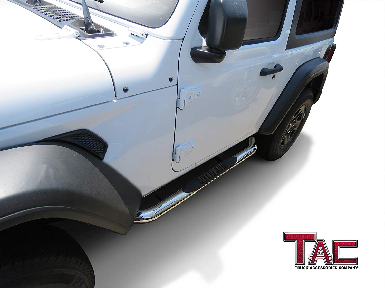 TAC Stainless Steel 3" Side Steps For 2018-2021 Jeep Wrangler JL 2 Door SUV | Running Boards | Nerf Bars | Side Bars