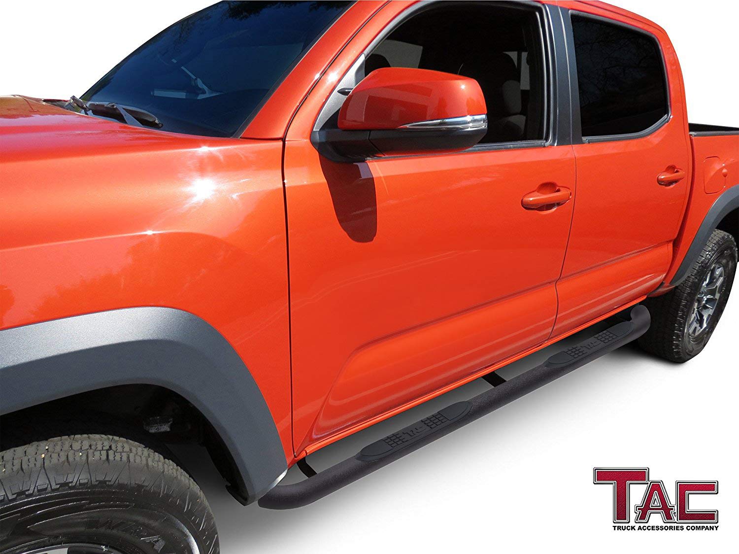 TAC Heavy Texture Black 3" Side Steps For 2005-2023 Toyota Tacoma Double Cab Truck | Running Boards | Nerf Bars | Side Bars - 0