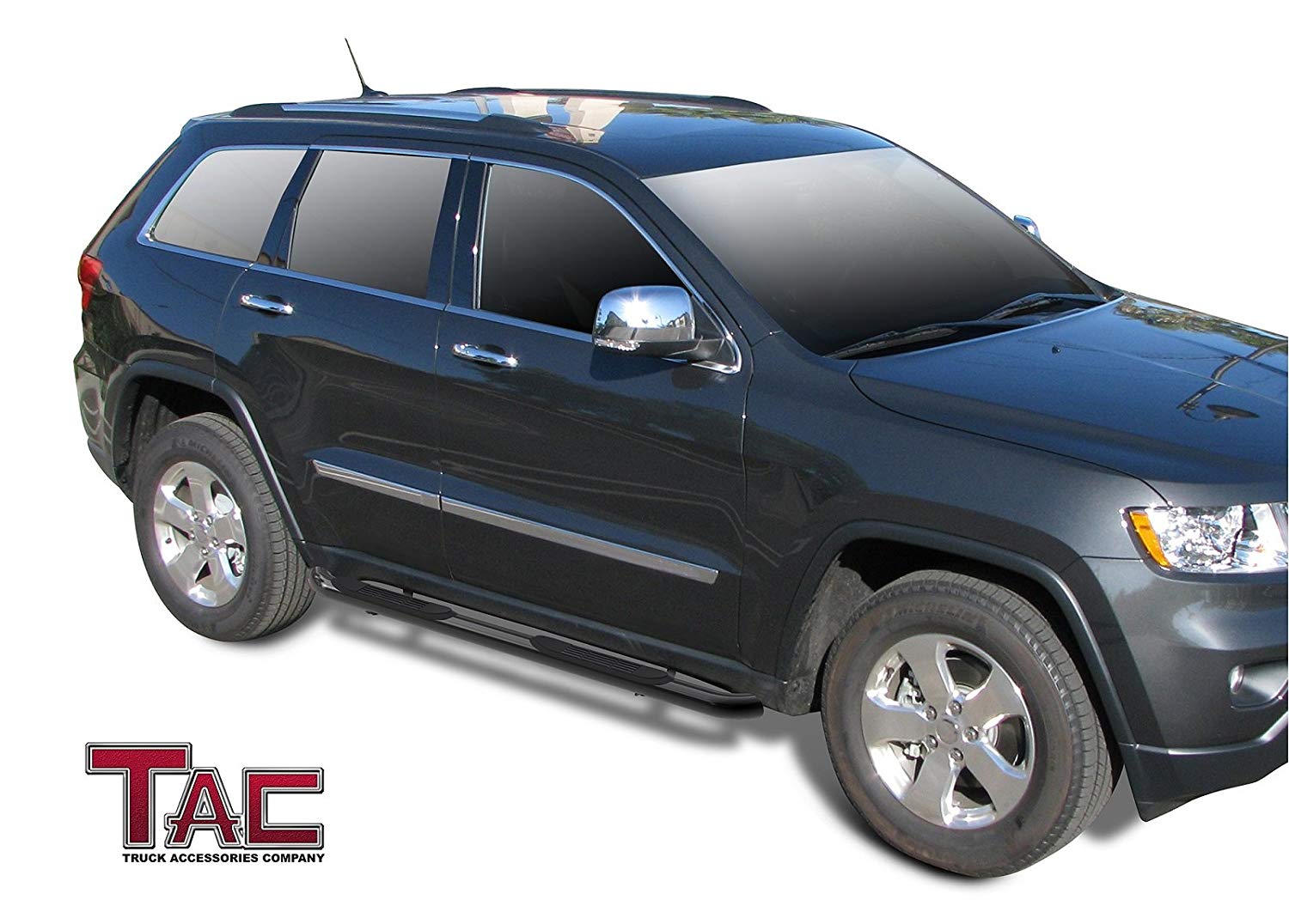TAC Gloss Black 3" Side Steps For 2011-2021 Grand Cherokee(Incl.22 WK & Excl. Limited X/High Altitude/Summit/SRT/SRT8/Trackhawk/Trailhawk/L model) | Running Boards | Nerf Bars | Side Bars - 0