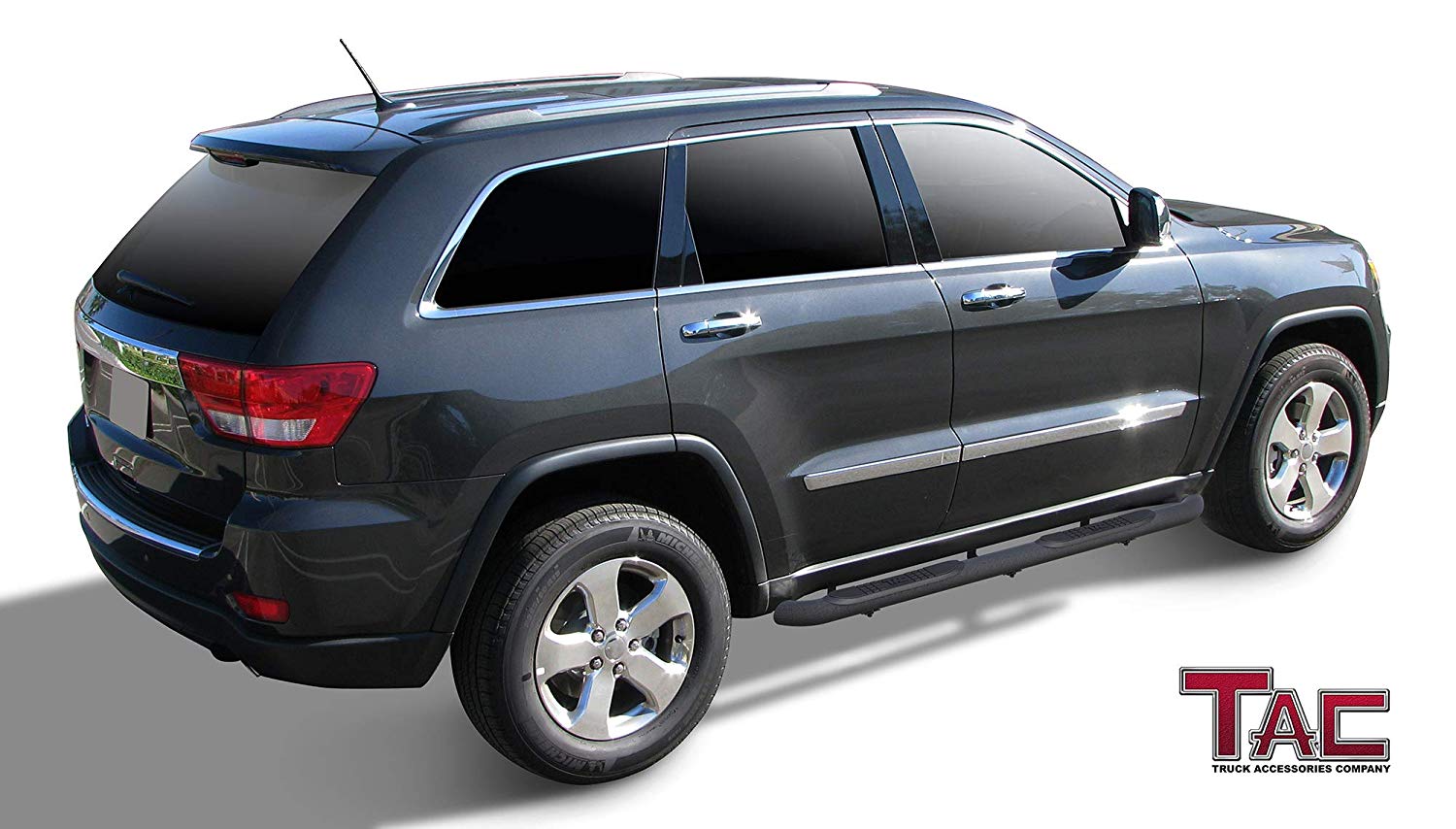 TAC Heavy Texture Black 3" Side Steps For 2011-2021 Grand Cherokee(Incl.22 WK & Excl. Limited X/High Altitude/Summit/SRT/SRT8/Trackhawk/Trailhawk/L model) | Running Boards | Nerf Bars | Side Bars