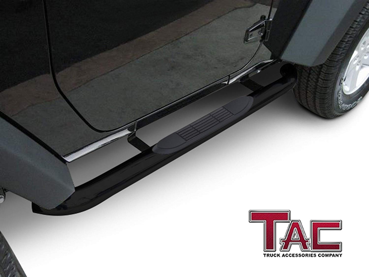 TAC Gloss Black 3" Side Steps For 2007-2018 Jeep Wrangler JK 2 Door (Exclude 2018 Wrangler JL Models) SUV | Running Boards | Nerf Bars | Side Bars - 0