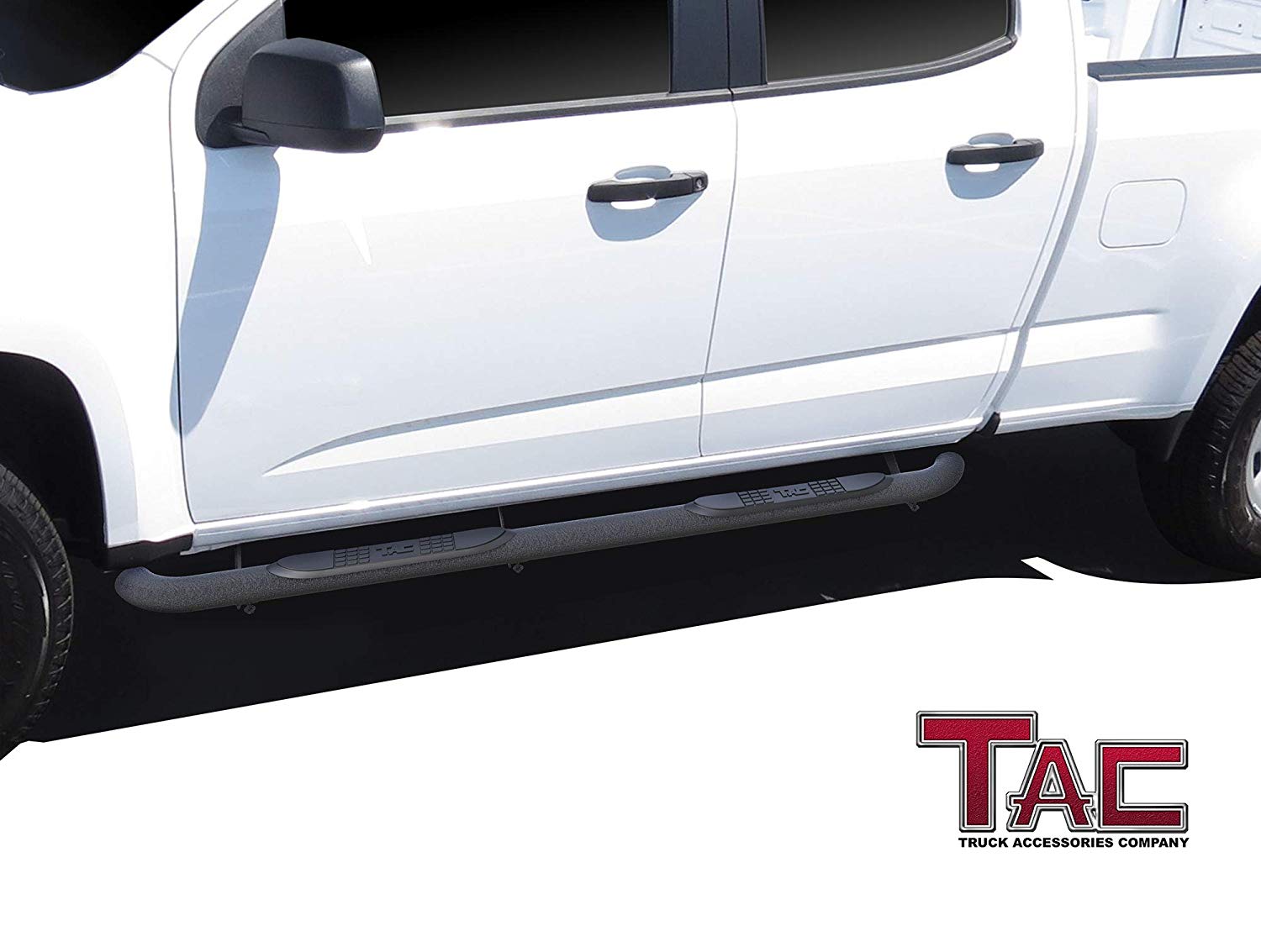 TAC Heavy Texture Black 3" Side Steps For 2015-2024 Chevy Colorado/GMC Canyon Crew Cab Truck | Running Boards | Nerf Bars | Side Bars - 0