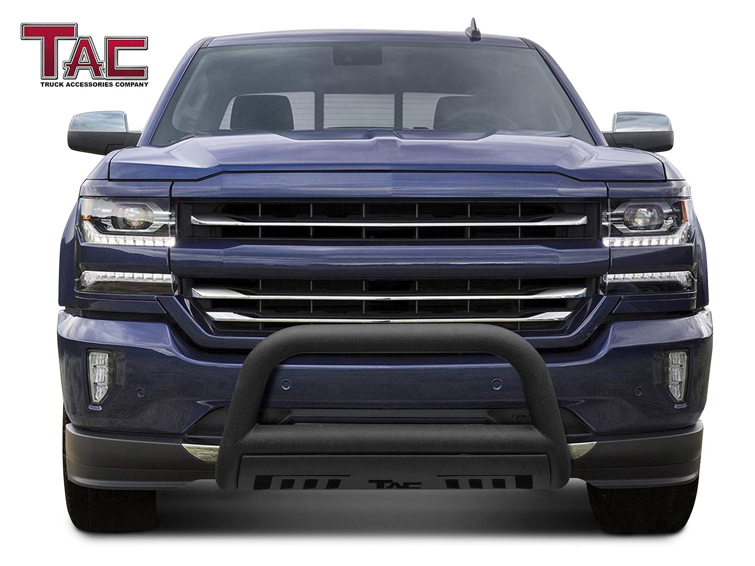 TAC Heavy Texture Black 3" Bull Bar For 2007-2018 Chevy Silverado/GMC Sierra 1500 Truck & 2007-2020 Chevy Suburban 1500/Tahoe/GMC Yukon/Yukon XL SUV Front Bumper Brush Grille Guard Nudge Bar - 0