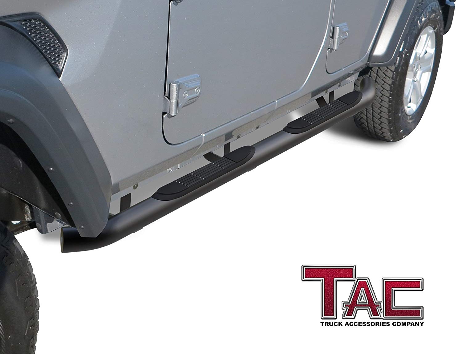 TAC 3" Gloss Black Side Steps Compatible with 2018-2025 Jeep Wrangler JL 4 Door| 2021-2025 Wrangler JL 4xe| Running Boards| Side Bars| Step Rails| Nerf Bars| Rocker Slider| SUV Accessories (2 PCS) - 0