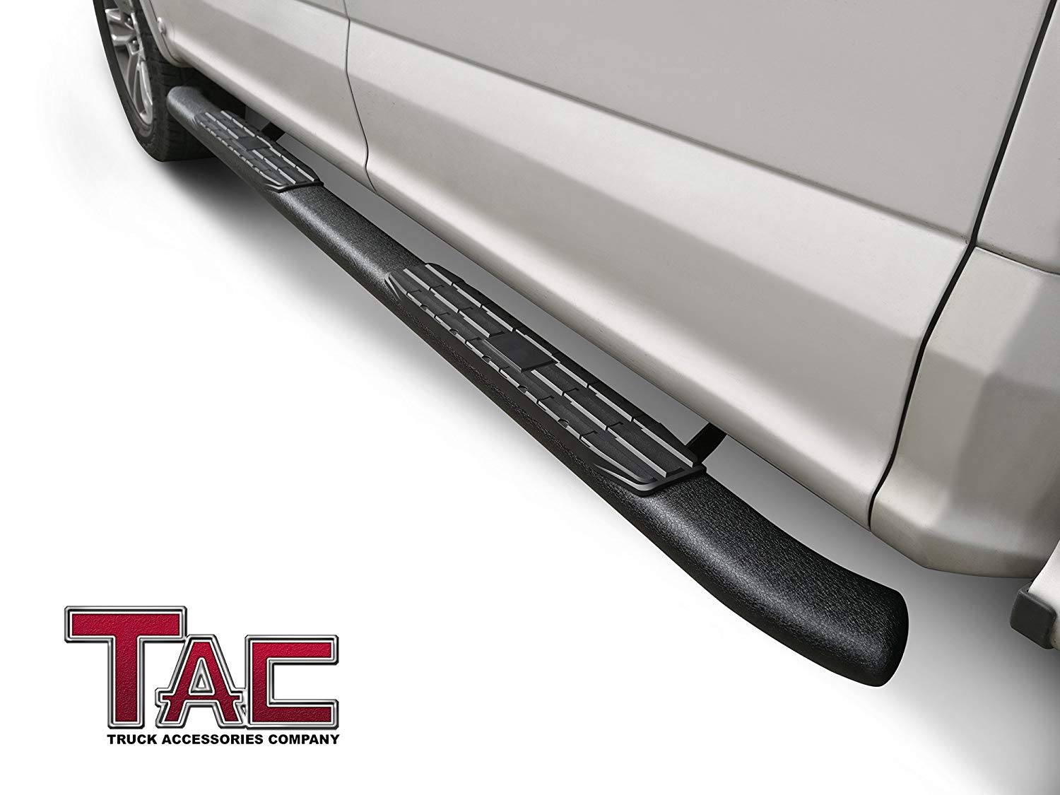 TAC Heavy Texture Black PNC Side Steps For 2015-2024 Ford F150 & 2022-2024 F150 Lightning EV SuperCrew Cab / 2017-2024 Ford F250/F350/F450/F550 Super Duty Crew Cab Truck | Running Boards | Nerf Bars | Side Bars - 0