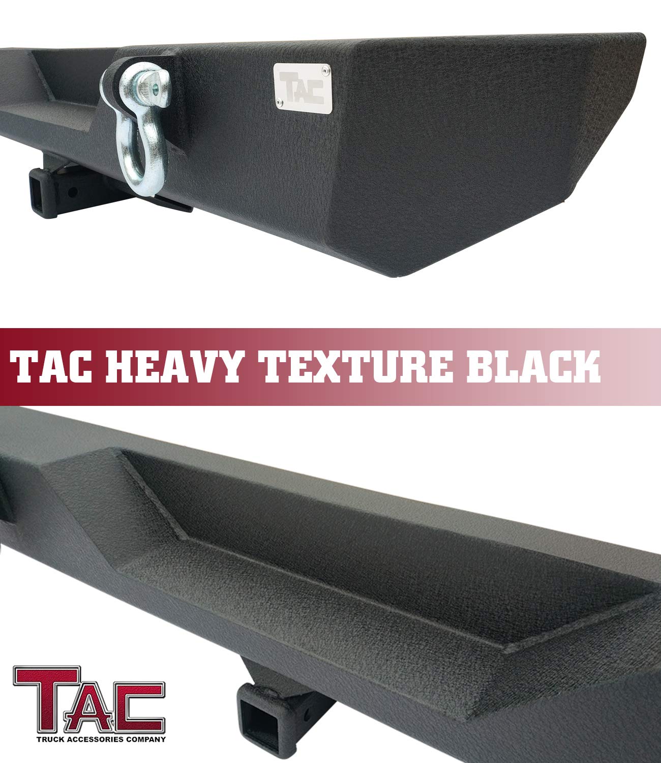 TAC Heavy Texture Black Rear Bumper for 2007-2018 Jeep Wrangler JK