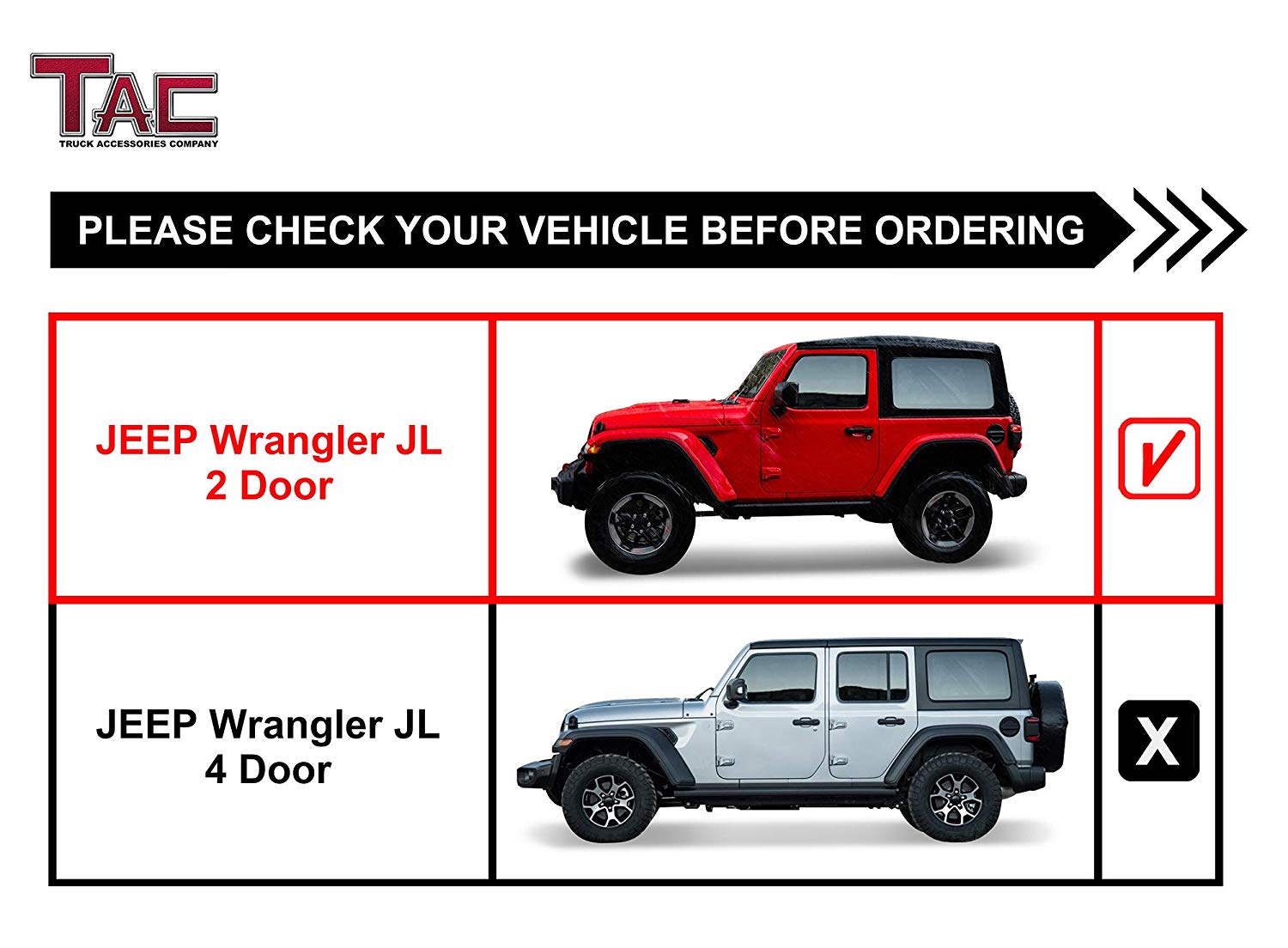 TAC Stainless Steel 3" Side Steps For 2018-2021 Jeep Wrangler JL 2 Door SUV | Running Boards | Nerf Bars | Side Bars