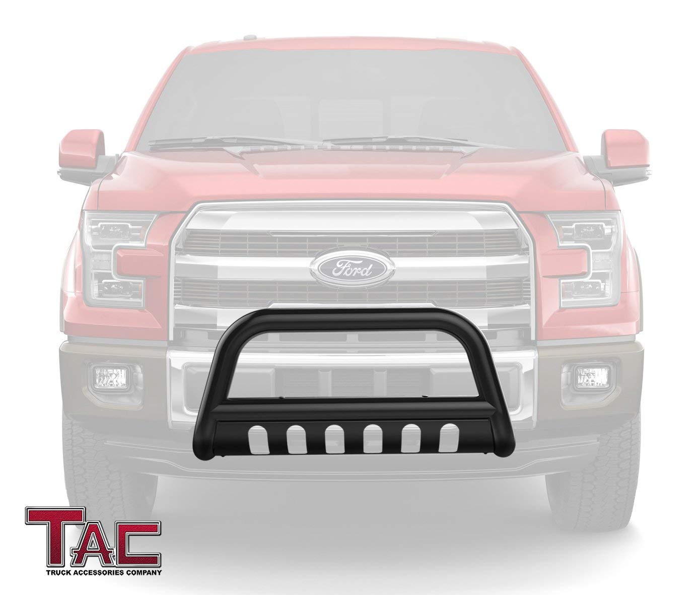 TAC Gloss Black 3" Bull Bar For 2004-2024 Ford F150 | 2022-2024 F150 Lighting EV Truck (Excl. Heritage Edition and all F150 Raptor Models/2020-2022 Diesel models ) / 2003-2017 Ford Expedition SUV Front Bumper Brush Grille Guard Nudge Bar - 0