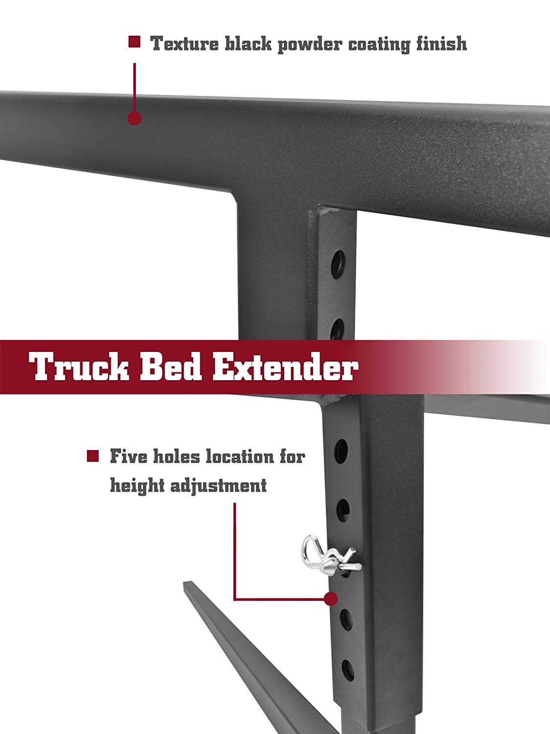 TAC Fine Texture Adjustable Extender Ladder Rack Universal Fit 2" Rear Hitch Receivers (500 LBS Capacity)