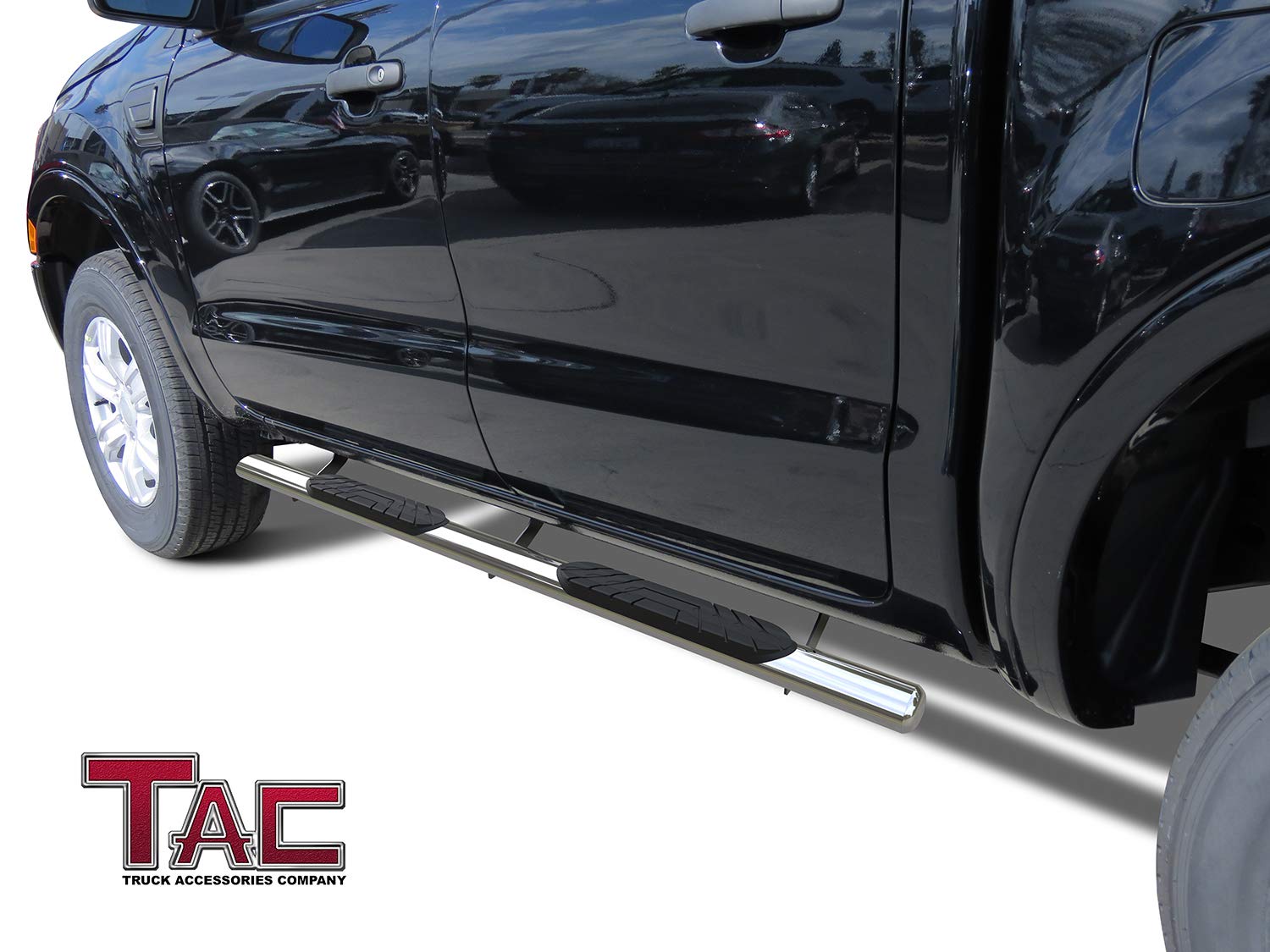 TAC Stainless Steel 4" Side Steps for 2019-2024 Ford Ranger SuperCrew Cab Truck | Running Boards | Side Bars | Nerf Bars - 0