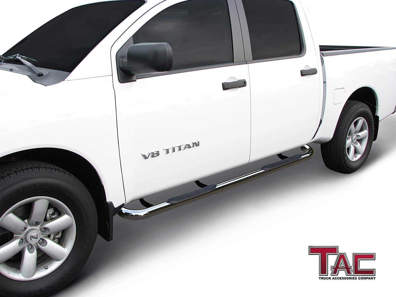TAC Stainless Steel 3" Side Steps For 2004-2024 Nissan Titan Crew Cab / 2016-2024 Nissan Titan XD Crew Cab Truck | Running Boards | Nerf Bars | Side Bars - 0