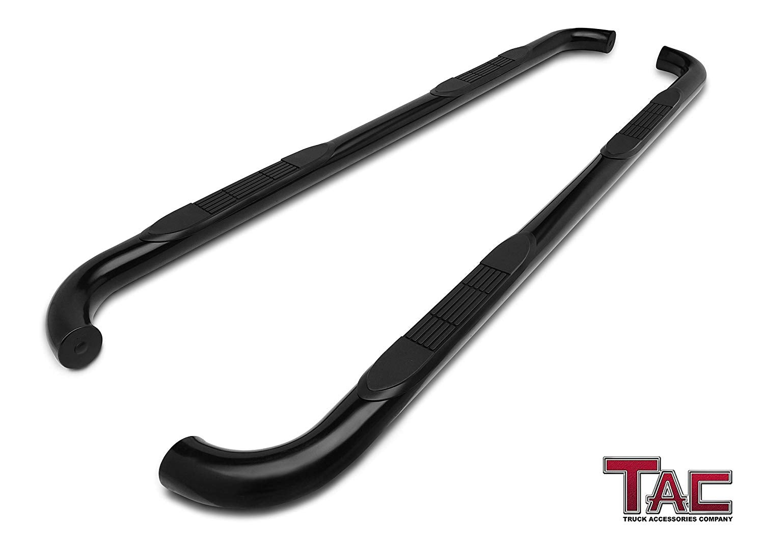 TAC 3" Gloss Black Side Steps Compatible with 2004-2024 Nissan Titan Crew Cab | 2016-2024 Nissan Titan XD Crew Cab| Running Boards| Side Bars| Step Rails| Nerf Bars| Rocker Slider| Pickup Truck Accessories (2 PCS)