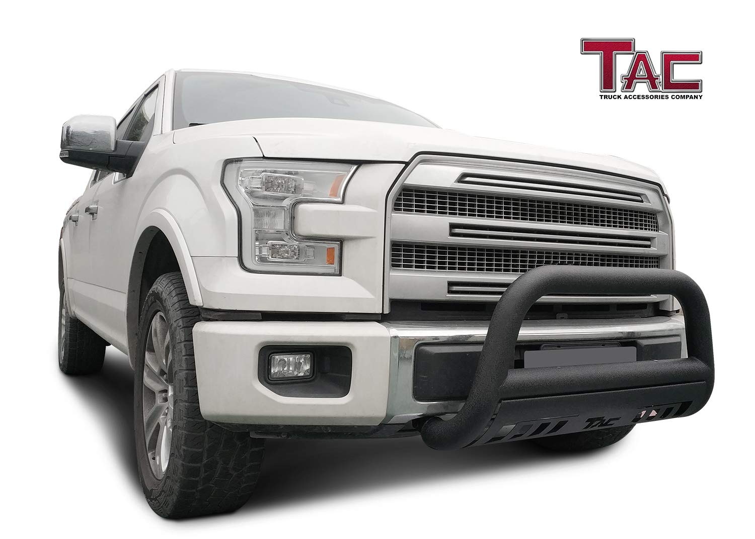 TAC Heavy Texture Black 3" Bull Bar For 2004-2024 Ford F150 | 2022-2024 F150 Lightning EV Truck (Excl. Heritage Edition and all F150 Raptor Models) / 2003-2017 Ford Expedition SUV Front Bumper Brush Grille Guard Nudge Bar