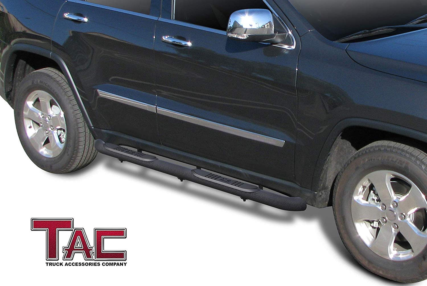 TAC Heavy Texture Black 3" Side Steps For 2011-2021 Grand Cherokee(Incl.22 WK & Excl. Limited X/High Altitude/Summit/SRT/SRT8/Trackhawk/Trailhawk/L model) | Running Boards | Nerf Bars | Side Bars - 0