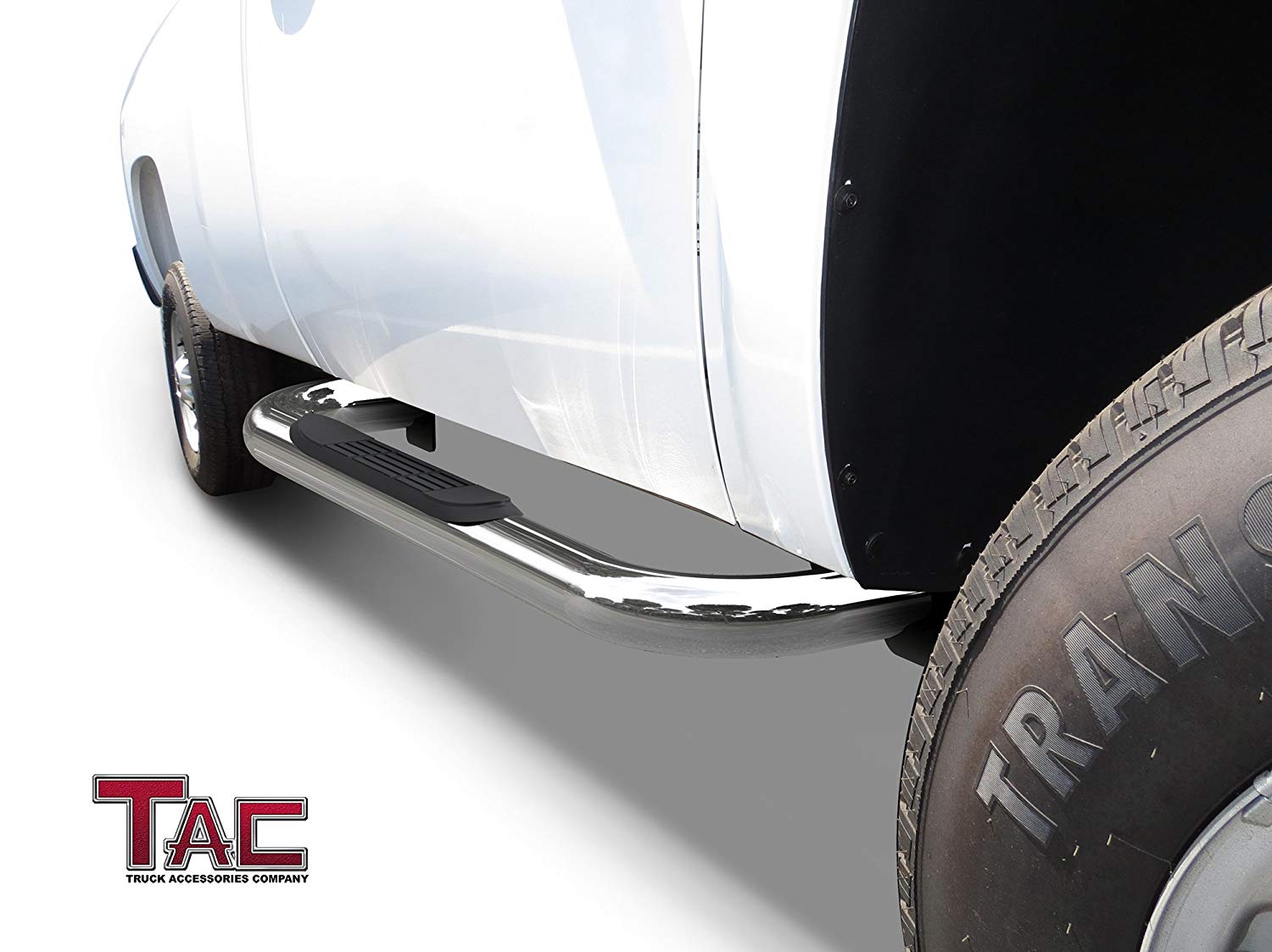TAC Stainless Steel 3" Side Steps For 99-18 Chevy Silverado/GMC Sierra 1500/99-19 Silverado/Sierra 2500/3500 Regular Cab (Excl. C/K Classic) Truck | Running Boards | Nerf Bars | Side Bars - 0