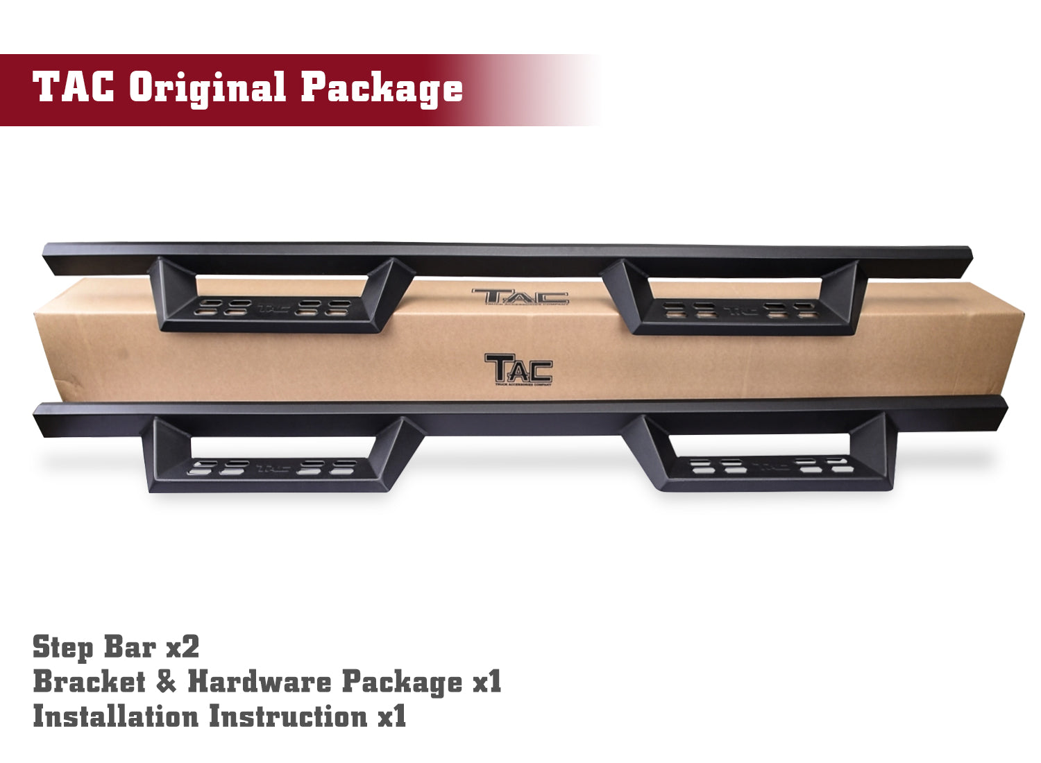 TAC Sniper Running Boards Fit 2009-2018 Dodge RAM 1500|2010-2024 2500/3500 Crew Cab|2019-2023 RAM 1500 Classic (Excl. RAM 2500/3500/4500/5500 Chassis Cab Diesel Models) 4" Side Steps Nerf Bars 2pcs