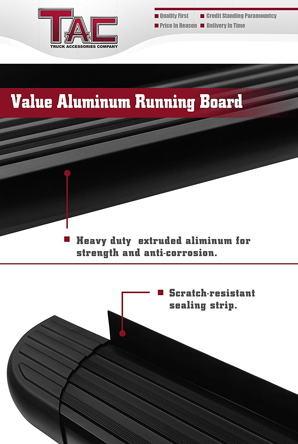 TAC Value Aluminum Running Boards For 2011-2024 Dodge Durango SUV (Excl. R/T, GT, GT Plus and SRT Models) | Side Steps | Nerf Bars