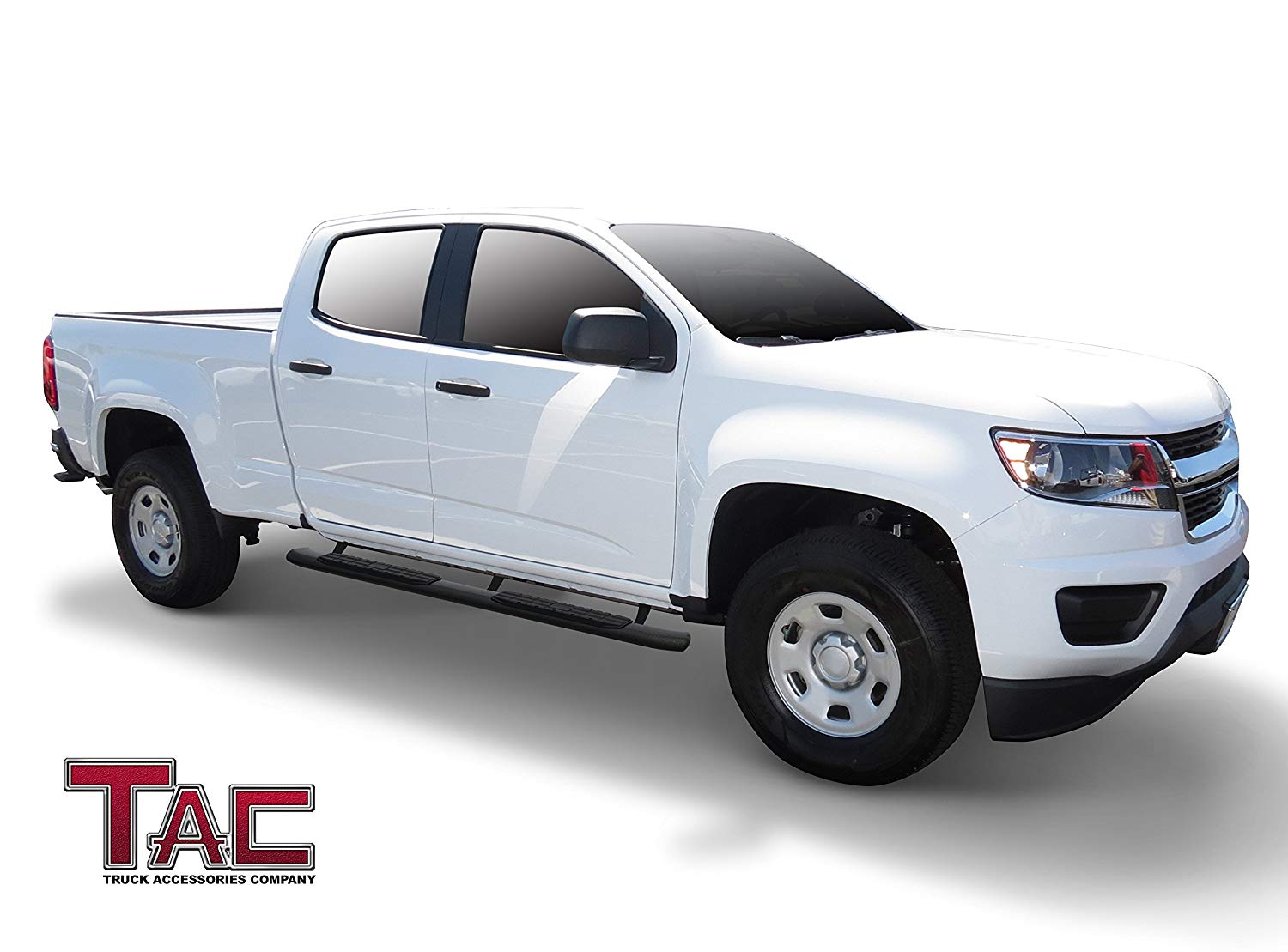 TAC Heavy Texture Black PNC Side Steps For 2015-2025 Chevy Colorado/GMC Canyon Crew Cab Truck | Running Boards | Nerf Bars | Side Bars