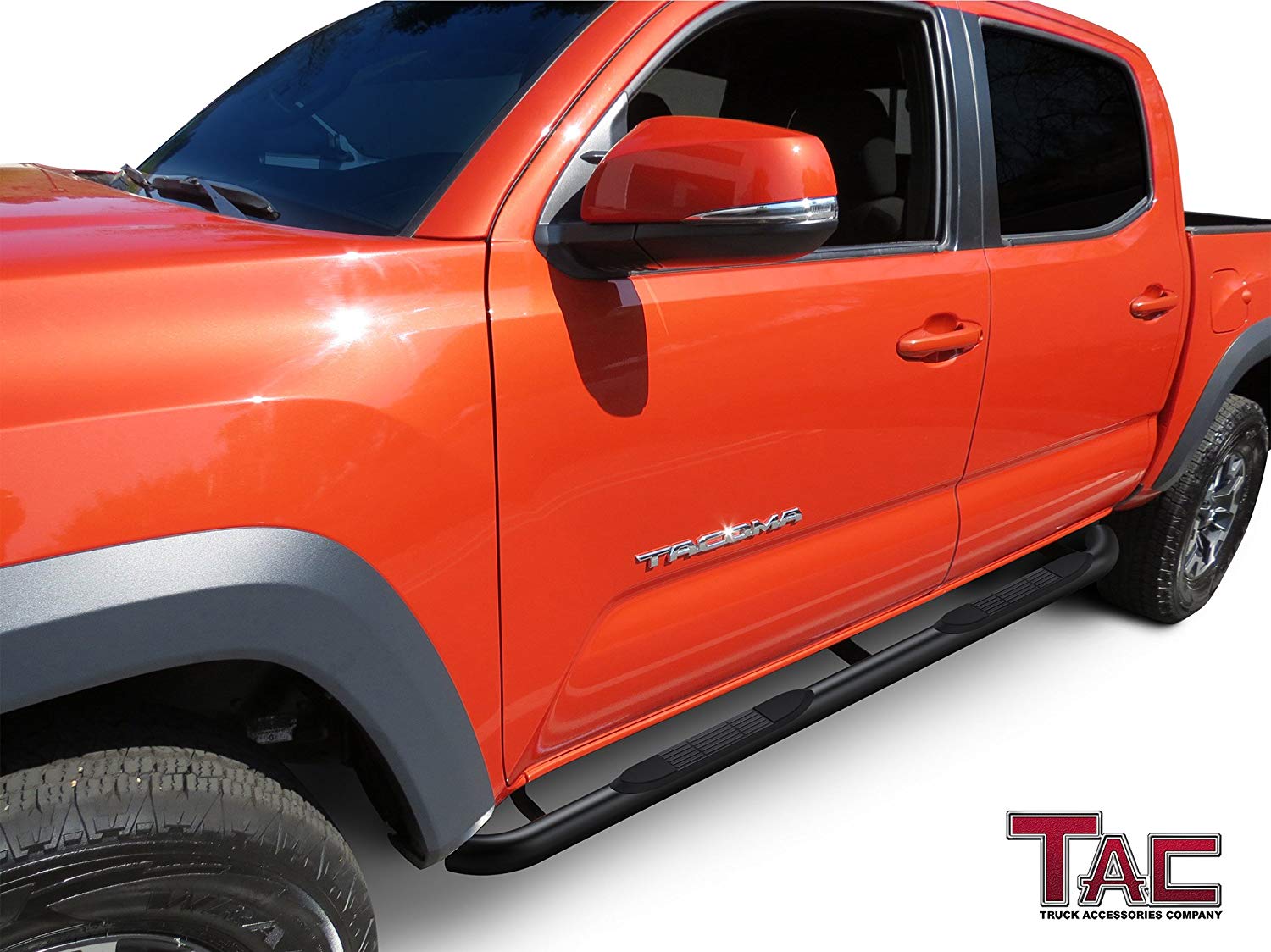 TAC 3" Gloss Black Side Steps Compatible with 2005-2023 Toyota Tacoma Double Cab| Running Boards| Side Bars| Step Rails| Nerf Bars| Rocker Slider| Pickup Truck Accessories (2 PCS) - 0