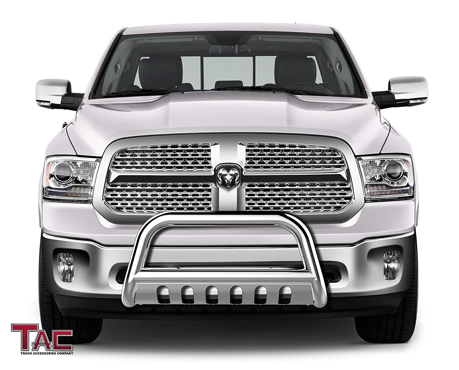 TAC Stainless Steel 3" Bull Bar For 2009-2018 Dodge RAM 1500 (Excl. Rebel & Warlock Trims / Incl. 2019-2023 RAM 1500 Classic) Truck Front Bumper Brush Grille Guard Nudge Bar - 0
